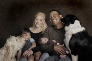 Tiger Woods family Tiger Woods with his wife Elin, children and two dogs - the picture perfect family - or is it?